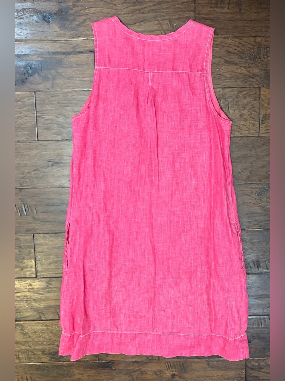 Tommy Bahama Pink 100% Linen Sleeveless V-Neck Shift Dress M Lined - Picture 5 of 11